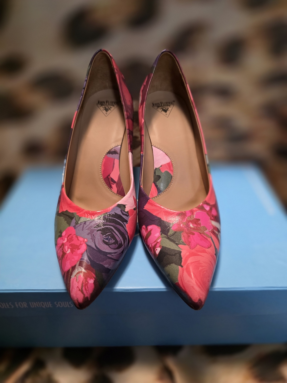 NEW John Fluevog Twist BOOGALOO Sexy Classic Floral Patent Pumps - Size 7.5